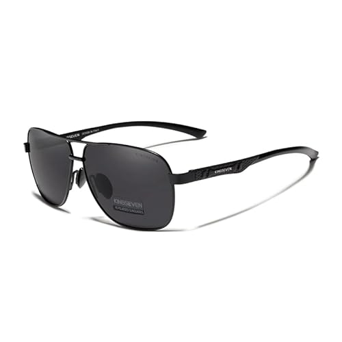KINGSEVEN 2023 Brand Men Aluminum Sunglasses Polarized UV400 Mirror Male Sun Glasses Women For Men Oculos de sol (Black Gray)