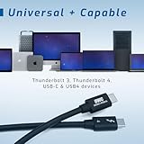 OWC Thunderbolt 4 Cable, Thunderbolt Certified, 1.0 Meter (3.28 ft.), 40 Gb/s Data Transfer, 240W Power Charging, Compatible with Thunderbolt 4, Thunderbolt 3, USB-C, and USB4 Devices, Black