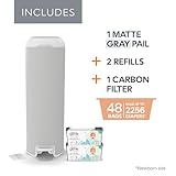 Platinum Diaper Pail Stone Grey, Made of Durable Stainless Steel, Convenient Easy to Use Hands-Free Operation, Odor-Locking Pail, Includes 2 Easy Roll Refill with 18 and 30 Durable Bags