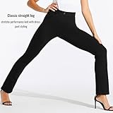 Willit 29" Women's Yoga Dress Pants Straight Leg Work Slacks Stretchy Office Casual Pants 4 Pockets Belt Loops Black M