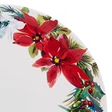 Mikasa Hope Joy Holiday Poinsettia Bone China Lightweight Chip Resistant 16 Piece Dinnerware Set, Service for 4, Multicolor