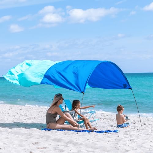 NEW Shibumi Shade® Mini with Quiet Canopy, The Original Wind-Powered® Beach Shade, Provides 75 Sq. Ft. of Shade, Weighs Only 2 lbs, Sets up in 2 Minutes. World's Best Beach Shade. Wind Assist Included