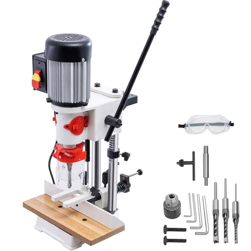 Benchtop Mortiser, 3400RPM 3/4HP Woodworking Mortising Machine with 1/4", 3/8", 1/2" Chisels Wooden Workbench, Benchtop Drill Press for Making Round Holes Square Holes Or Special Square Holes