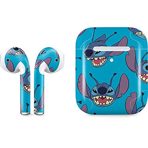Skinit Decal Audio Skin Compatible with Apple AirPods 2 - Officially Licensed Disney Lilo and Stitch Face Expression Pattern Design