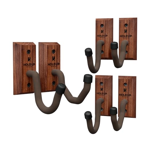 Hold Up Displays Walnut Hardwood Gun Display - AR & Rifle Wall Mount, Shotgun Holder, Bow Wall Hanger - Made in USA