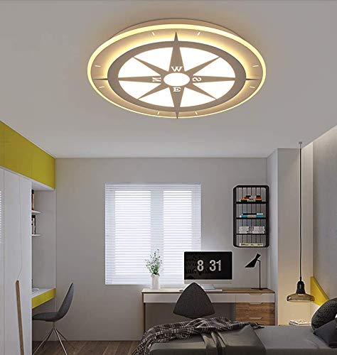 XINDAR Modern Acrylic LED Ceiling Light Compass Design Nautical Flush Mount Light Fixture Nordic Ceiling Lamps for Bedroom Living Room Kids Room, 24.5" Neutral