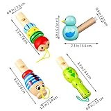 7Pcs Wooden Whistle for Kids, Cute Cartoon Animal Bird Whistle Set, Musical Instrument Early Learning Props Party Favors for Girls Boys