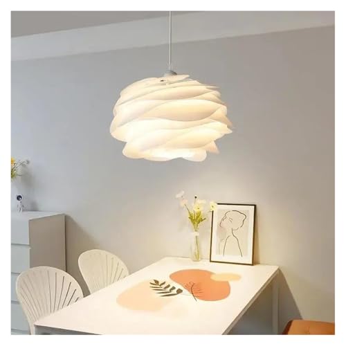 Chandelier, Danish Designer White Rose Pendant Lighting for Kitchen Island Bedroom Romantic Restaurant Acrylic Petal Chandelier Decor Lamps(White-D43cm)