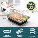 WGCC Meal Prep Containers, 50 Pack Extra-thick Food Storage Containers with Lids, Disposable & Reusable Plastic Bento Lunch Box, BPA Free, Stackable, Microwave/Dishwasher/Freezer Safe (24 oz)