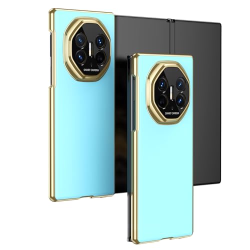 YOUULAR AG Frosted Folding Case for Huawei Mate XT Ultimate Cases, Screen Protector Tempered Film + AG Matte, Vacuum Plating Shell Protective Cover, Anti-Fingerprint, Sky Blue