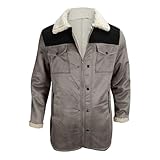 Men's Faux Shearling Sherpa Lined Overcoat Retro Faux Suede Trench Coat Notched Collar Pea Coat Button Down Outerwear chaketas para hombre de invierno