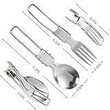 LAMEI Camping Utensils Folding Spork Set, Folding Fork and Folding Spoon with Storage Box, Stainless Steel Tableware Accessories, Portable Outdoor Kitchen Set for Travel, Picnic, Hiking, Backpacks