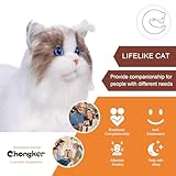 Chongker Stuffed Animals Handmade Cat Plush, Realistic Companion Pet, Lifelike White Cat