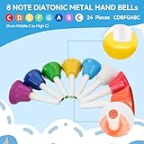 24 Pcs 8 Note Metal Hand Bells for Kids Christmas Kids Hand Bells Musical Handbells Baby Music Toy Percussion Instrument for Toddlers Children's Day Family Activity School and Classroom