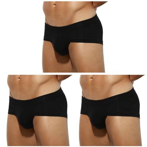 Arjen Kroos Briefs for Men 3 Pack Sexy Underwear Breathable Modal Trunks Boxer Briefs,BLACK*3,Large