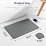 Realion Stone Bath Mat, Dries Quickly, Non-Slip Diatomaceous Earth Stone Bath Mats for Bathroom, Super Absorbent Stone Shower Mat, Easy to Clean, 23.5" x 15.5" Dark Gray