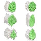 Beasea Silicone Leaf Fondant Mold, 6pcs Fondant Leaf Cutter Leaf Cutter, Rose Leaf Mold for Fondant Leaf Veiner 3D Cake Decorations Styling Chocolate Sugar Cookie Cutter Set Silicone Mould Kit Cake