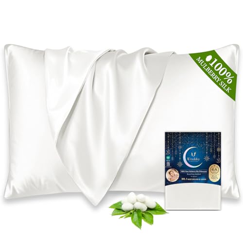 Utukky 100% Mulberry Silk Pillowcase for Hair and Skin - Ultra Premium 6A Grade Silk Pillow Case - Envelope Enclosure - Breathable Cooling Pillow Cover