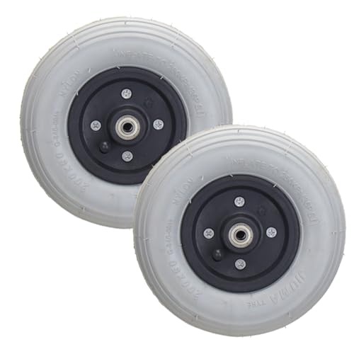 8 Inch Front Wheelchair Wheel (Pair), Rubber Tires 5/16" (8 mm) Bearing, (200x50) Wheelchair Replacement Wheels, Inflatable Front Wheel for Electric Wheelchairs, Rollators, Walkers