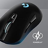 Logitech G703 Lightspeed Wireless Gaming Mouse W/Hero 25K Sensor, PowerPlay Compatible, Lightsync RGB, Lightweight 95G+10G Optional, 100-25, 600 DPI, Rubber Side Grips - Black