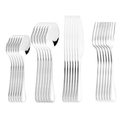 Tableware 24 Pcs/set Stainless Steel Cutlery Dinnerware Golden Table Cutlery 24 Pieces Kitchen Tableware Spoons Forks Stainless steel(Silver set 1)