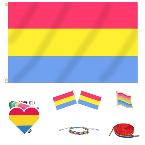 MEPLUM PRIDE 3x5 FT Pan Pansexual Flag, Pan Pansexual Pride Stuff as Pan Pansexual Present for Pan Pansexual Pride Parades Party Accessories Decorations