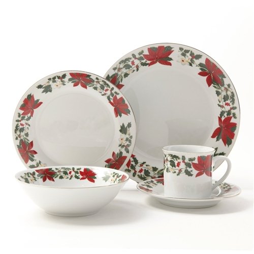 Gibson Poinsettia 20 Piece Holiday Dinnerware Set