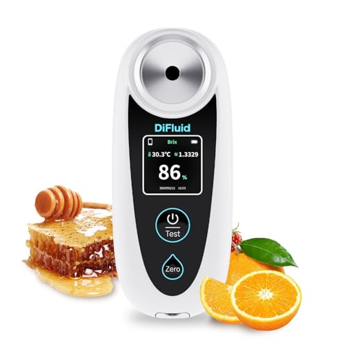 Honey Refractometer, 0-95% Range Digital Brix Meter, ±0.1% Precision, ATC, Rechargeable, for Fruit, Maple Syrup, Wine & Sugary Drinks