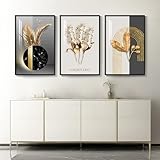 Framed Modern Luxury Large Wall Art for Living Room, Set of 3 Piece Black White Gold Contemporary Abstract Paintings Artwork for Walls, Big Size Prints Pictures for Hallway, Office Wall Decor 24x36 Inch