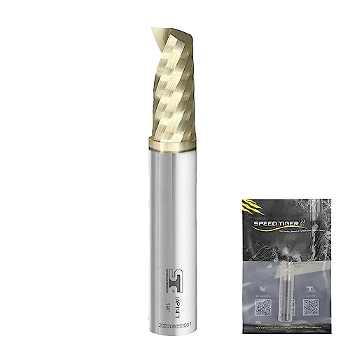 SPEED TIGER Solid Carbide CNC Spiral O Single Flute End Mill - IAP1/8"Diameter 1/4" Shank, 2"OVL(1 Piece, 1/8") - For Aluminum, Wood, Plastic, Brass, Copper Cutting – Mill Bits Sets for Professionals