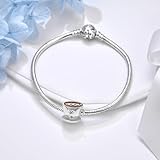 JIAYIQI Coffee Cup Charm for Pandora Charms Bracelet, 925 Sterling Silver Bead fit Women's Bracelet Necklace Christmas Valentine's Day Mother's Day Jewelry for Women