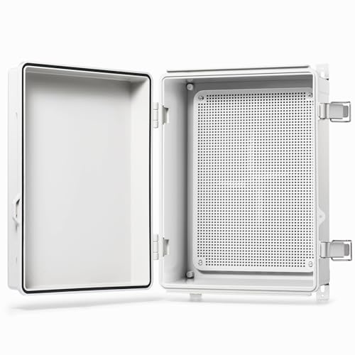 QILIPSU Outdoor Electrical Box, 14.6"x10.6"x5.9" Waterproof Junction Box IP67 Plastic Enclosure Grey ABS Weatherproof for Projects WiFi Lighting Pump Control
