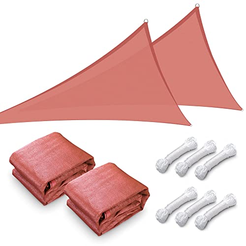 Yescom 2 Packs 20'x20'x20' Triangle Sun Shade Sail Red 97% UV Block Triangle Sun Shade Sail Outdoor Patio Pool Garden Yard Lawn Carport Cover Net Awning Canopy