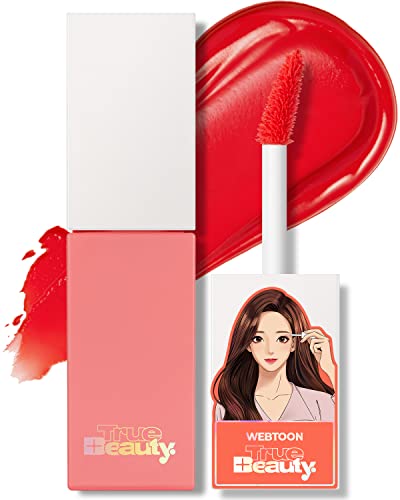 AMTS Webtoon True Beauty - 02 Some Sweet | Coral Lip Tint Stain | High Pigment Liquid Shine Non-Sticky Long-Wearing Long-Lasting | Korean Webtoon True Beauty Cute Coral Makeup