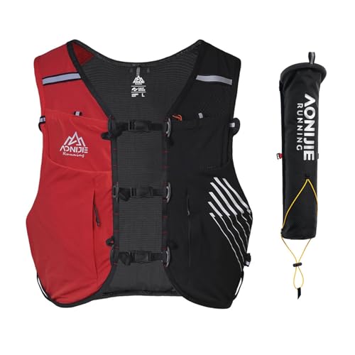AONIJIE Running Hydration Vest Backpack 10L Bag Lightweight Vest for Trail Running Race Marathon Hiking Cycling (Red and Extrernal Storage Bag, Medium)