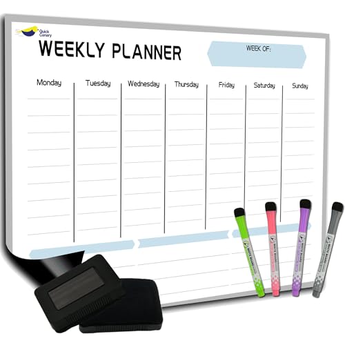 Magnetic Weekly Planner for Fridge – 17x12” Stain-Resistant Weekly Dry Erase Board with Nano Tech – Whiteboard Calendar for 2025 Schedules, Meals & Chores – Easy to Use with 4 Markers & Eraser
