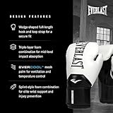 Everlast Elite 2 Boxing Gloves, Pro Training Gloves for Men and Women, Secure Fit Hook and Loop Closure & Ventilation, Heavy Bag & Speedbag Training (16oz, White/Black)