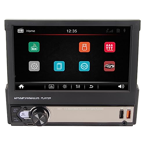 Car MP5 Player, 7 Inch HD Retractable Screen Bluetooths Car Multimedia Player with Backup Cameras for Carplay for Android Auto, Support Mirror Link, Type C Car Stereo Receiver