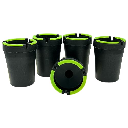 JUJUYACO 5 Pack Glow in the Dark Butt Bucket Ashtray Cigarette Self-Extinguishing Cup Car Ash Holder Portable Truck Home Office Black smell proof cenicero para carro bean bag handheld