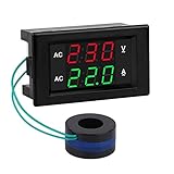 DROK Volt Amp Meter, AC 500V 100A Digital Voltmeter Ammeter Panel, 0.39 Inches LED 2in1 Multimeter, 2-Wire Voltage Amperage Tester Gauge with Current Transformer