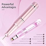 Professional Electric Nail Drill File,Cordless Portable Nail Drill 45000 RPM, Rechargeable Nail Drill Machine for Acrylic Nails Gel Polishing,Nail Kit for Manicure Salon Home（Pink）