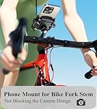 BRCOVAN Bike Fork Stem Phone Mount Holder [Camera Friendly] [1s Lock & Release] Adjustable Bicycle Headset Top Cap Cellphone Cradle with Solid Aluminum Mounting Base Fit 5.4'' - 7.2" Smartphones