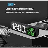 Digital Large Display Alarm Clock for Living Room Office Bedroom Decor LED Electronic Date Temp Display Wall Electric Clocks Automatic Brightness Dimmer Smart Cool Modern Desk Accessories Black