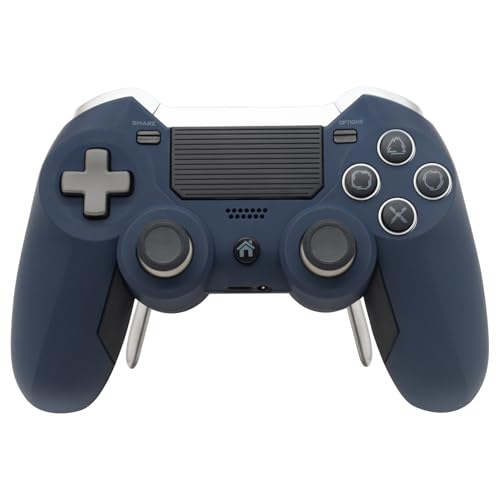 Eagolloar Modded Controller for PS4,Wireless Rapid Fire Scuf PS4 Elite Gaming Controller with Trigger Stops and Back Paddles for Remapping Buttons-Blue