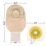 Carbou 21 PCS Ostomy Supplies Colostomy Bags Two Piece Drainable Pouches with Closure 12", Ileostomy Stoma Care,Cut-to-Fit(15pcs Bags+6pcs Barrier)