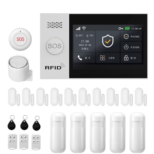 PGST Alarm System for Home Security, DIY, Touch Screen, Motion Detection, Contact sensors, Wireless Siren, Remotes, Phone App, Compatible with Alexa, Continuous Updates,NO Monthly Fees