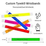 WristCo Custom Printed Wristbands - Select a Color, Quantity & Personalize Any Text to Tyvek Wrist Band ID Bracelets for Events Concert Party Festival Security Admission VIP