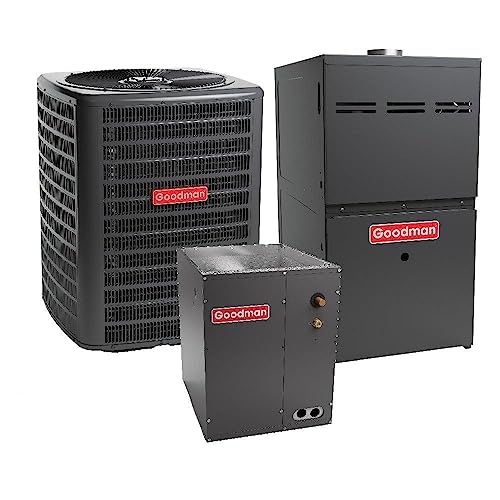 Goodman 5 Ton 14 SEER2 R32 Upflow AC System with 80% AFUE 120,000 BTU Natural Gas Furnace GLXS4BA6010,CAPTA6030D3,GR9S801205DN