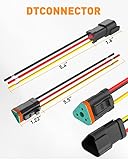 NAOEVO 3 Pin DT Connectors Waterproof, 3 Wire Connector 16 AWG Automotive Electrical Connector, 3 Pin Connectors Male And Female Wire With Heat Shrink Tubing For Car Truck Boat, 6 Kits