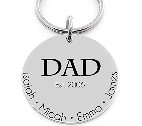 Gift For Dad Personalized Key Chain Stainless Steel Engraved Custom Date From Children